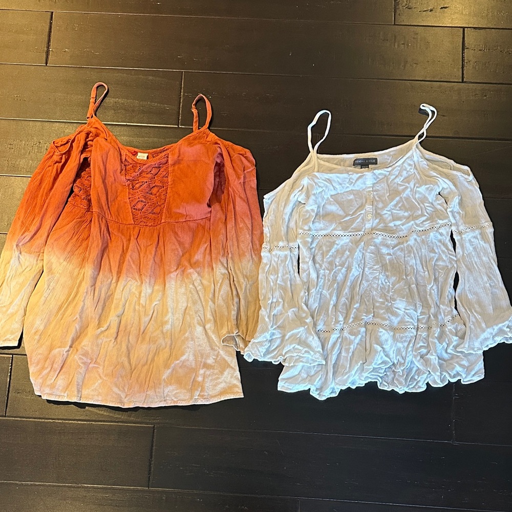 Orange/Cream and White Boho Blouses